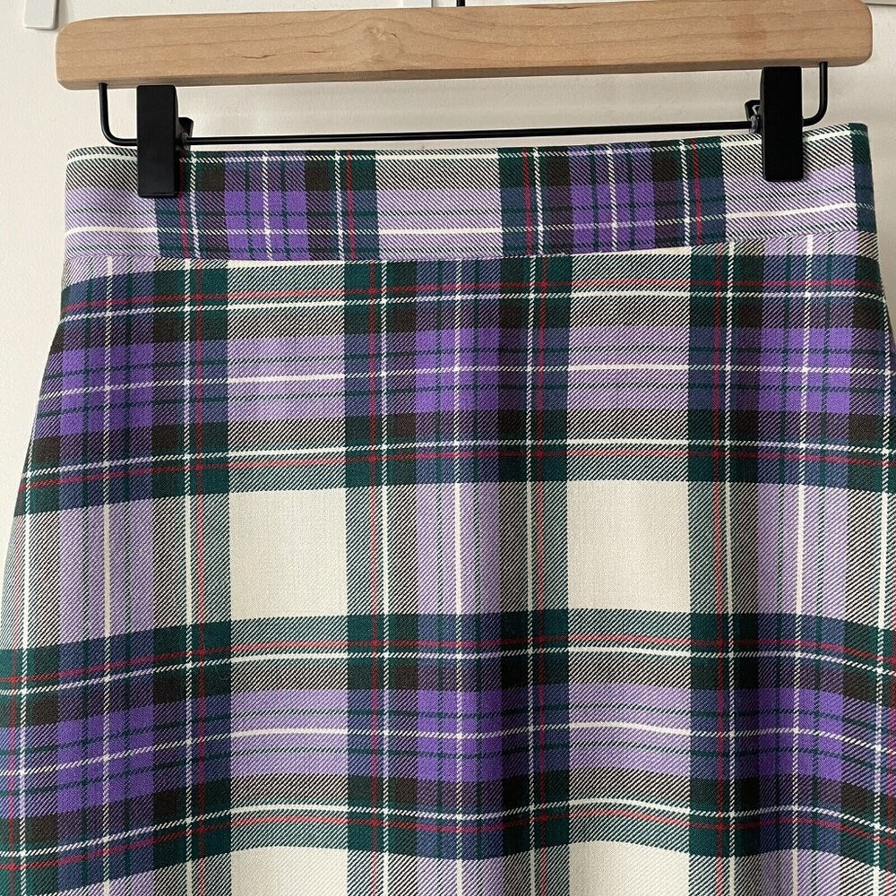 Giada Benincasa Ciao Amore 100% Wool Purple Plaid Pencil Skirt Medium - Picture 2 of 8